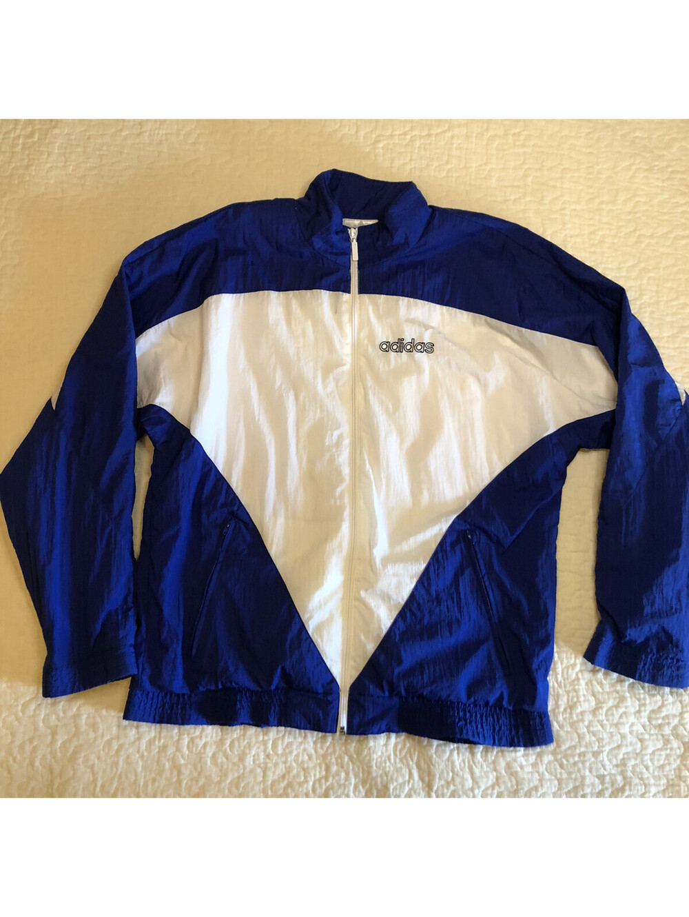 Vintage Adidas Track Jacket, Royal Blue And White, Men’s Medium